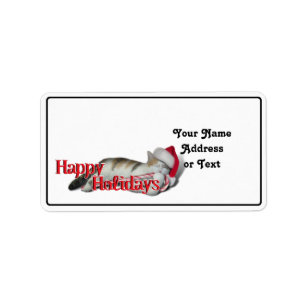 Cali the Calico Christmas Cat (mit Text) Adressaufkleber