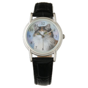 Calico Cat 572 Tortie Tortoise Muschel blau Armbanduhr