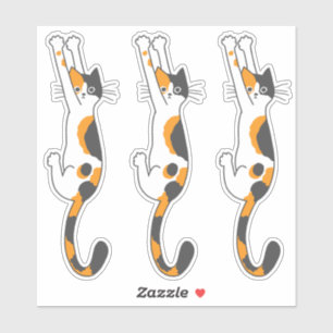 Calico Cat Accroché   Stickers Chat Drôle