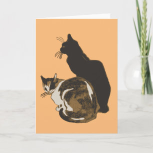 Calico Cat and Black Cut Cut Out Karte
