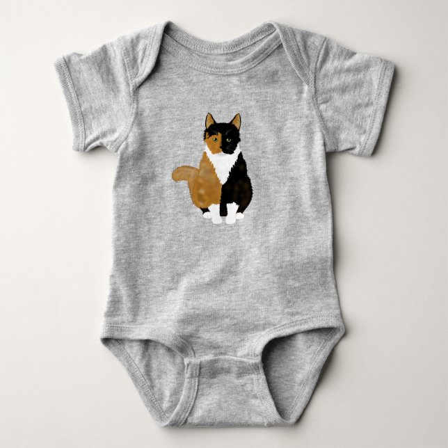 Calico Cat Baby Bodysuit Strampler (Vorderseite)