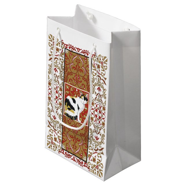 Calico Cat Baroque Kleine Geschenktüte (Vorderseite Schrägansicht)