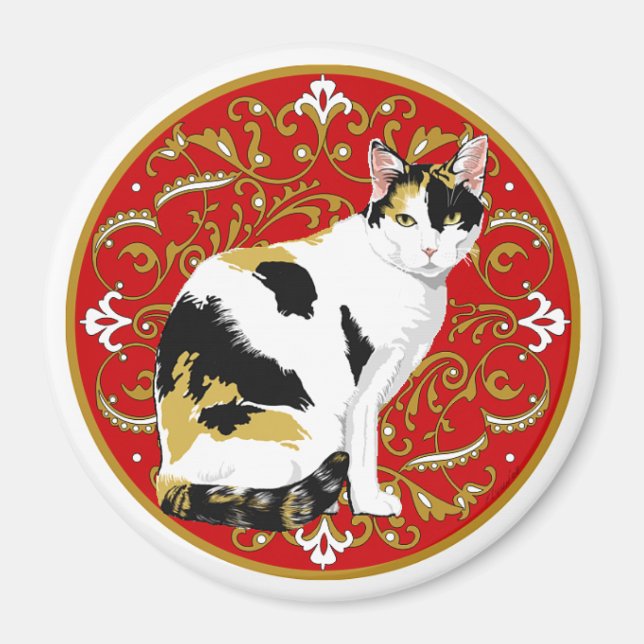 Calico Cat Baroque Magnet (Vorne)