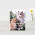 Calico Cat Birthday Sister Karte<br><div class="desc">Diese Geburtstagskarte für Ihre katzenliebende Schwester zeigt eine schöne, langhaarige Kalico Katze, die im Herbst auf einem Baumstumpf sitzt. Die Farben der Katze sind Schmetterlinge, grau und weiß. Auf der Vorderseite steht: "Herzlichen Glückwunsch zum Geburtstag meiner Schwester". Die Botschaft in der Karte lautet: "Ich wünsche dir die ganze Liebe und...</div>