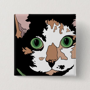 Calico Cat Button