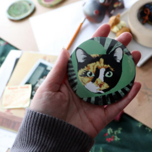 Calico Cat Button