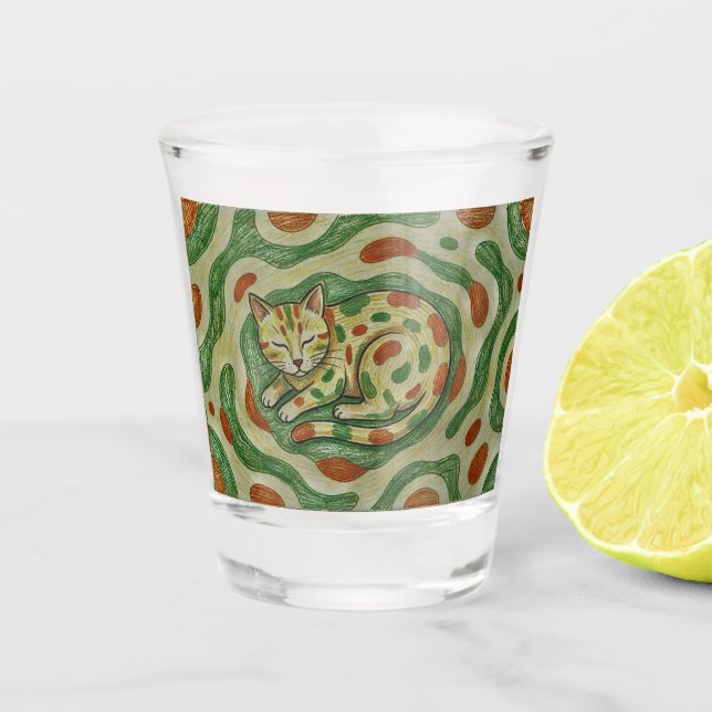 Calico Cat Camouflage Abstract Pattern Schnapsglas (Vorderseite)