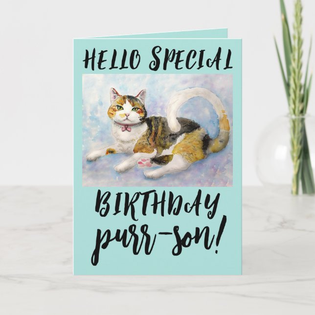 CALICO CAT CARTES DE SALUT D'ANNIVERSAIRE (Devant)