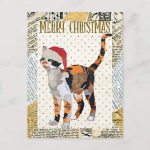 CALICO CAT CHRISTMAS Postkarte