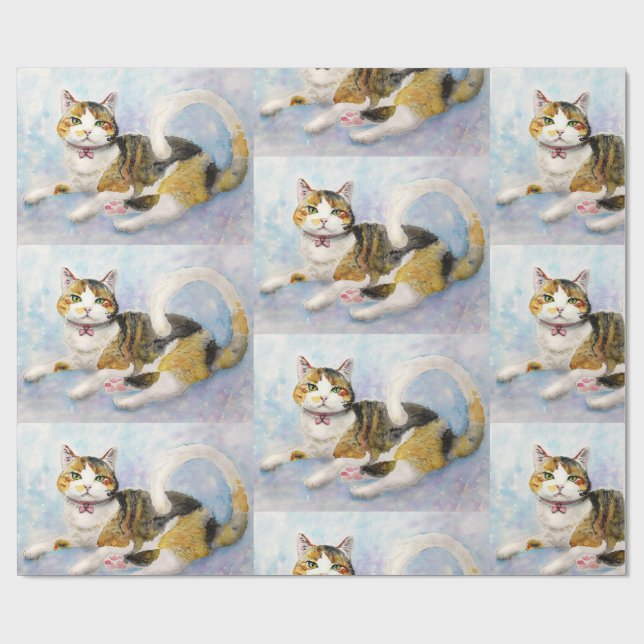 CALICO CAT CHRISTMAS WRAPPPAPIER GESCHENKPAPIER (Flach)