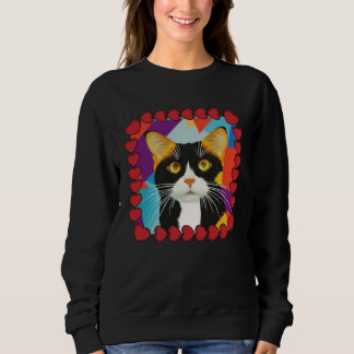 Calico Cat Cute Cat in Frame of Hearts Pop Sweatshirt