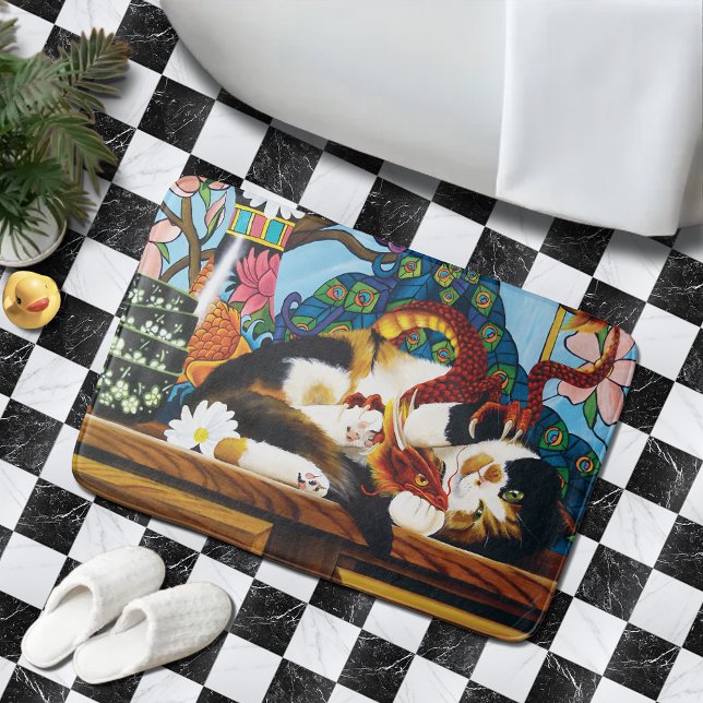 Calico Cat Dragon Red Badematte (Von Creator hochgeladen)