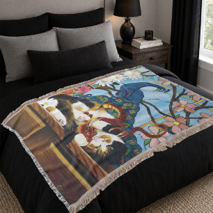 Calico Cat Dragon Red Decke