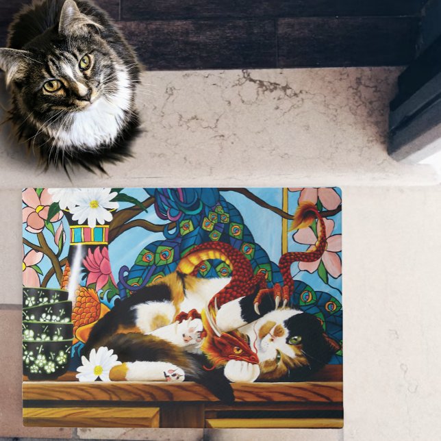 Calico Cat Dragon Red Fußmatte (Von Creator hochgeladen)