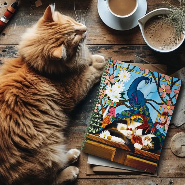 Calico Cat Dragon Red Notizbuch (Von Creator hochgeladen)