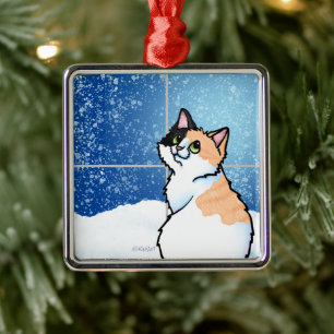 Calico Cat Fenêtre Ornement métallique
