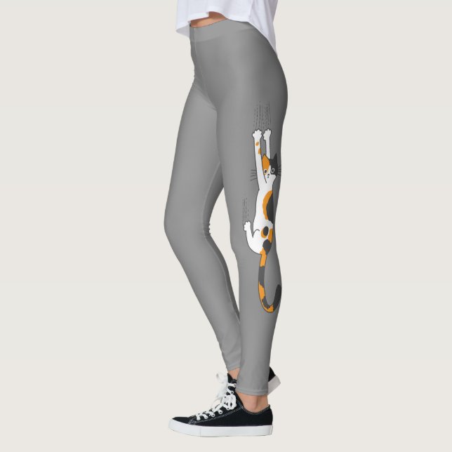 Calico Cat hanging on | Funny Cat Lover Leggings (Links)