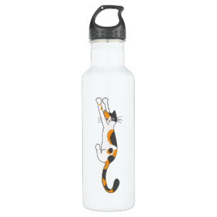 Calico Cat Hanging on Funny Cat Lover's Edelstahlflasche