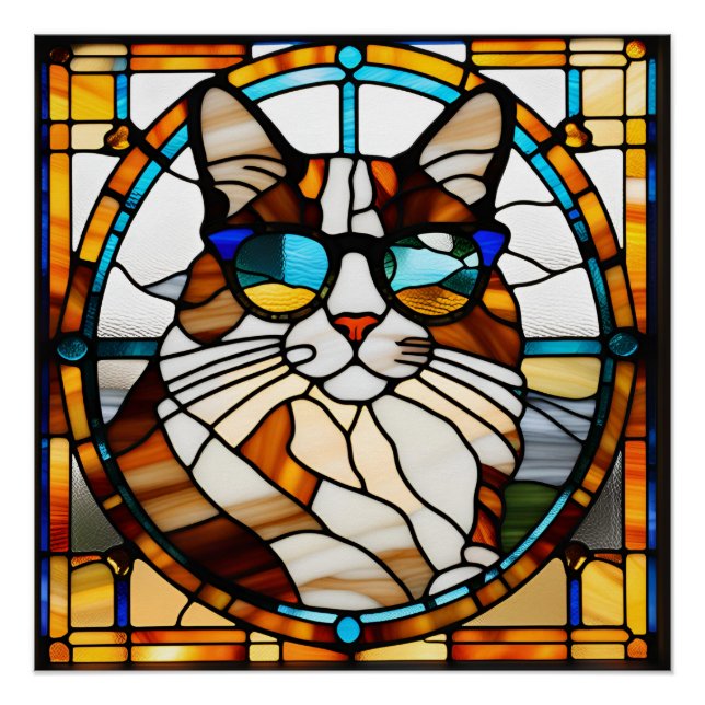 Calico Cat Hartglas Poster (Vorderseite)