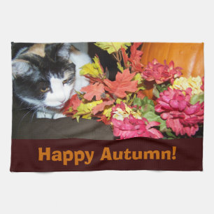 Calico Cat Herbst Herbstlaube Handtuch