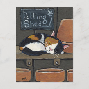 Calico Cat in der Potting Shed Postcard Postkarte