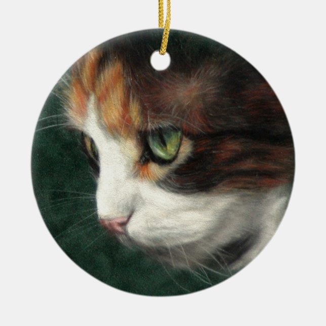 Calico Cat Kitten Keramik Ornament (Vorne)