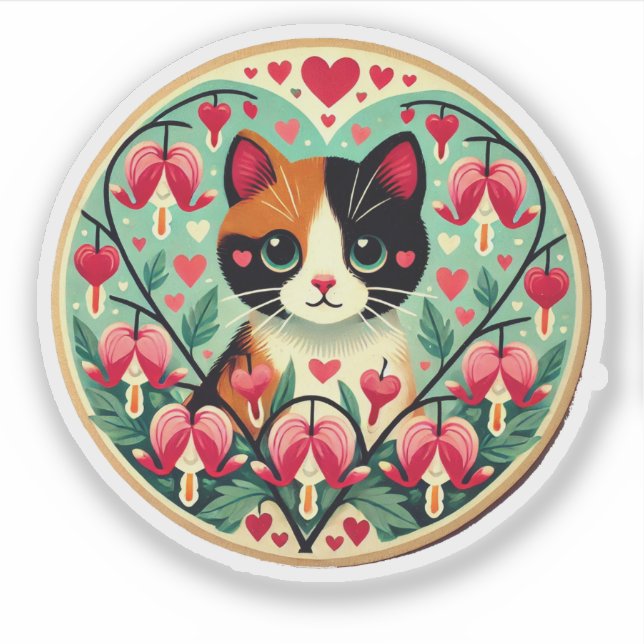 Calico Cat Liebe Aufkleber (Vorderseite)