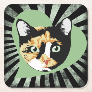Calico Cat Liebe Rechteckiger Pappuntersetzer