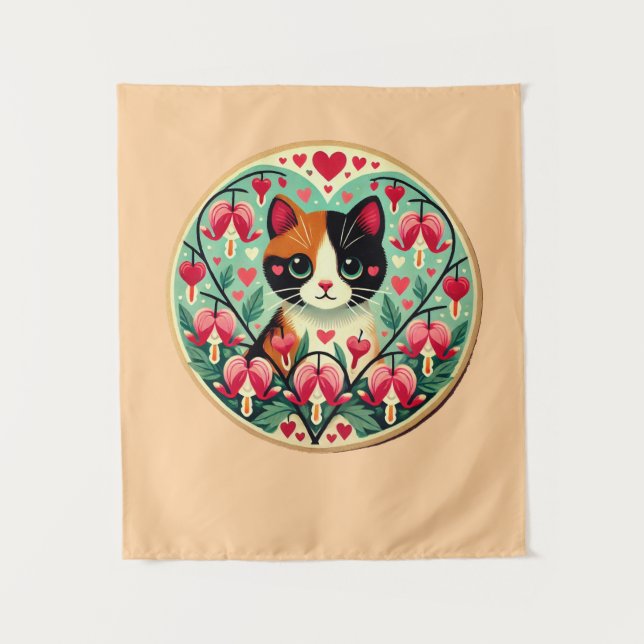 Calico Cat Liebe Wandteppich (Vorderseite)