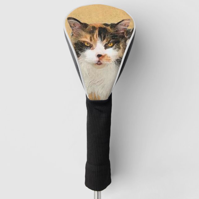 Calico Cat Malerei - Niedliche Originalkatzenart Golf Headcover (Vorderseite)