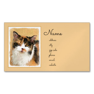 Calico Cat Malerei - Niedliche Originalkatzenart Magnetische Visitenkarte