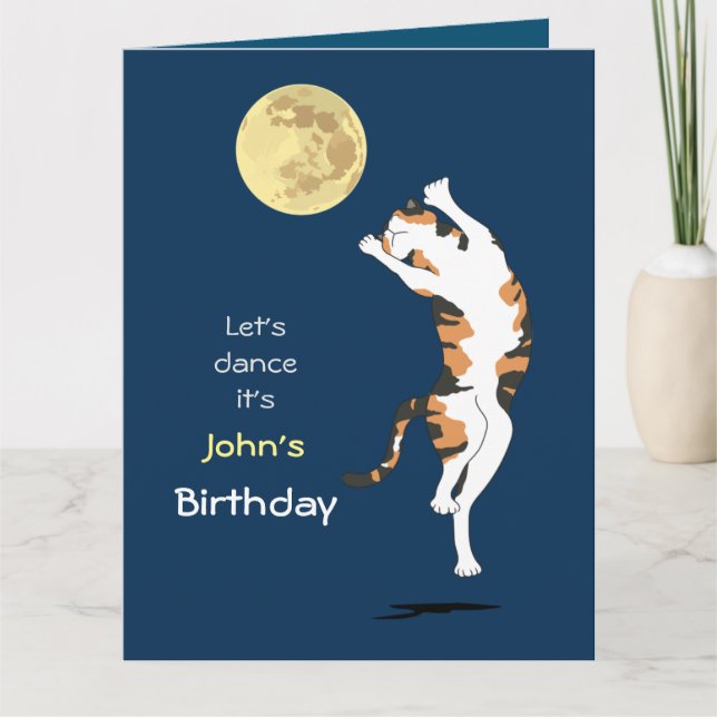 Calico Cat Moon Danser Carte Anniversaire (Devant)