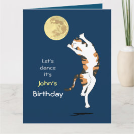 Calico Cat Moon Danser Carte Anniversaire
