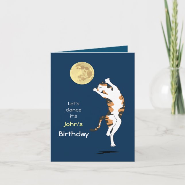 Calico Cat Moon Danser Carte Anniversaire (Devant)