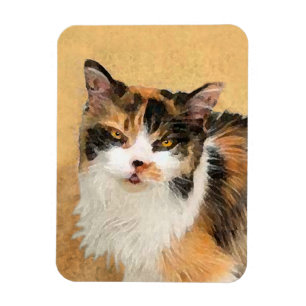 Calico Cat Painting - Cute Original Cat Art Magnet