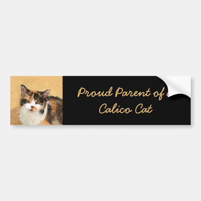 Calico Cat Painting - Niedliche Original Cat Art Autoaufkleber (Vorne)