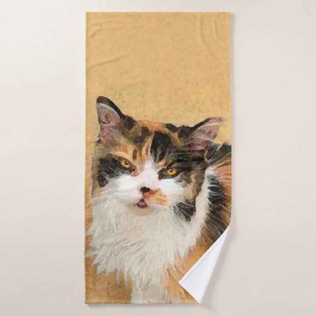 Calico Cat Painting - Niedliche Original Cat Art Badhandtuch Set (Badehandtuch)