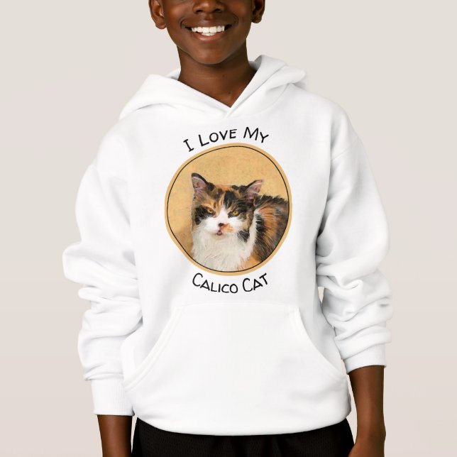 Calico Cat Painting - Niedliche Original Cat Art Hoodie (Vorderseite)