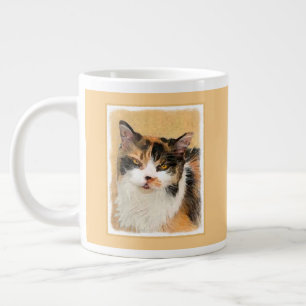 Calico Cat Painting - Niedliche Original Cat Art Jumbo-Tasse
