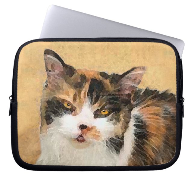 Calico Cat Painting - Niedliche Original Cat Art Laptopschutzhülle (Vorderseite)