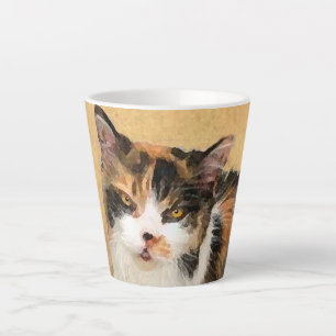 Calico Cat Painting - Niedliche Original Cat Art Milchtasse