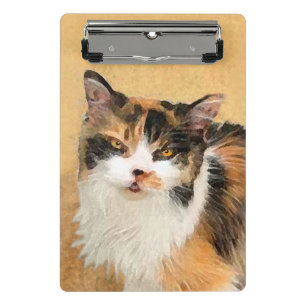 Calico Cat Painting - Niedliche Original Cat Art Mini Klemmbrett