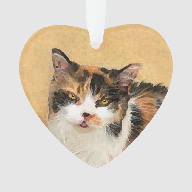 Calico Cat Painting - Niedliche Original Cat Art Ornament (Vorderseite)