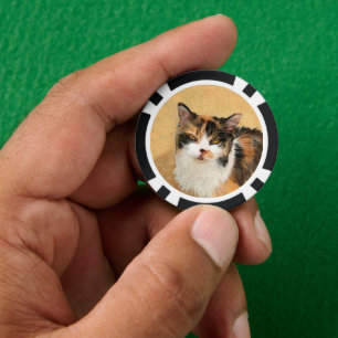 Calico Cat Painting - Niedliche Original Cat Art Pokerchips