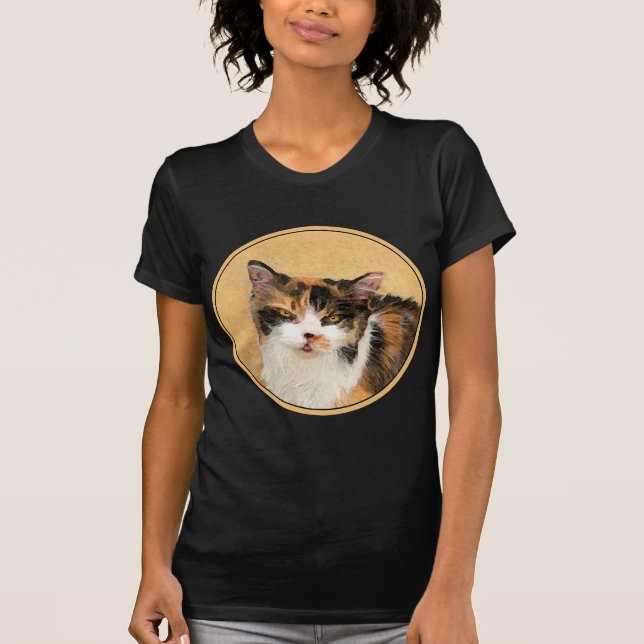Calico Cat Painting - Niedliche Original Cat Art T-Shirt (Vorderseite)