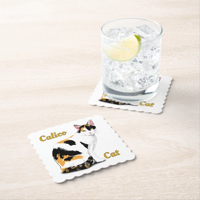 Calico Cat Personalisiert Untersetzer (Vor Ort)
