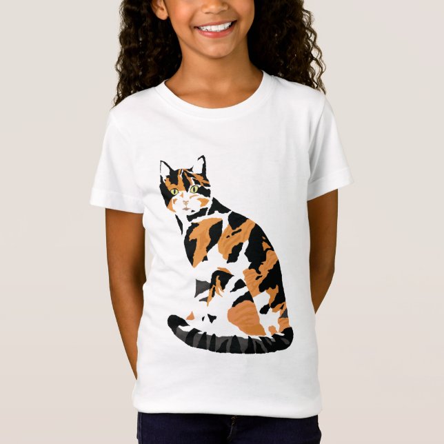 Calico Cat Sitting T - Shirt (Vorderseite)