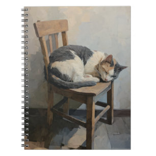 Calico Cat Sleepy Holzstuhl Notebook Notizblock