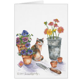 Calico Cat Stiefmütterchen Daisies Wasserfarbe "Do