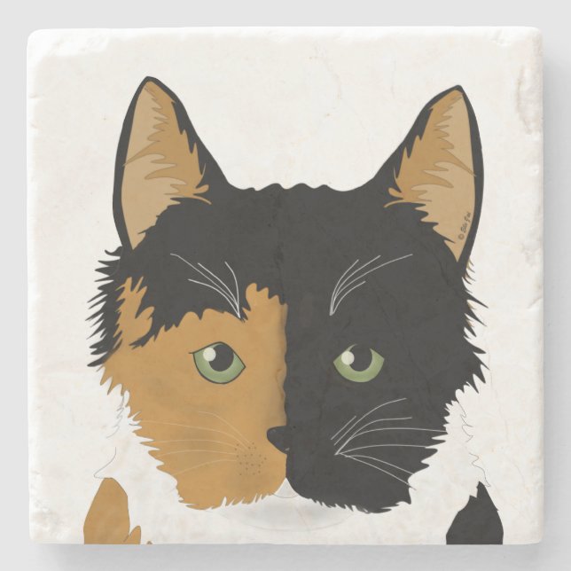 Calico Cat Stone Untersetzer (Vorderseite)